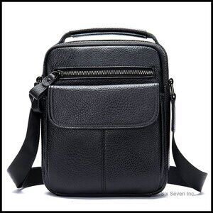 Genuine Leather Messenger Bag Small Mini Adjustable Strap Zipper Pockets